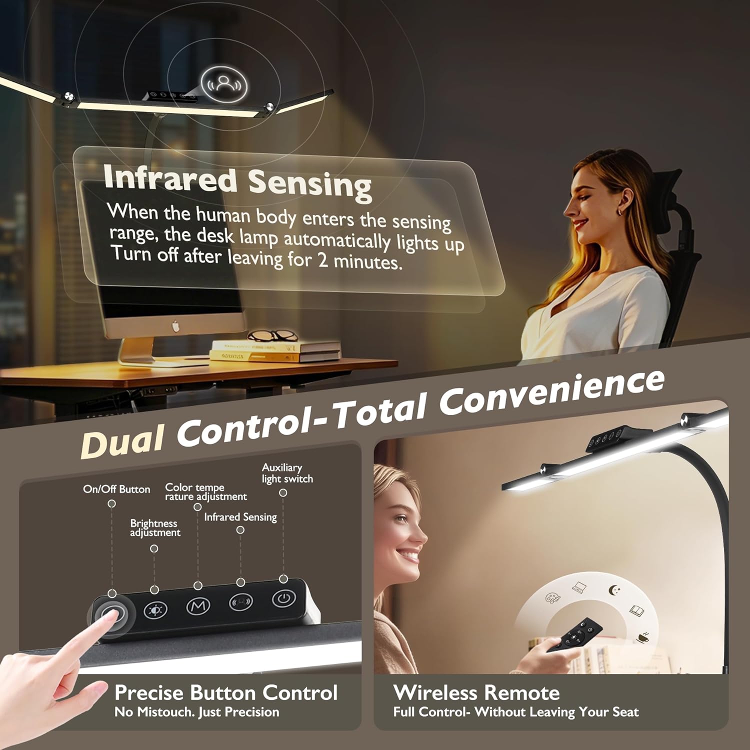Thumbnail 3 de Overcomo LED Desk Lamp with Clamp — versatile multi-bar table light for home office