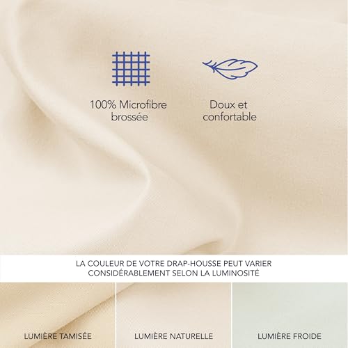Thumbnail 3 de Dreamzie Drap Housse 160x200 cm – Grand Bonnet 35 cm, Beige