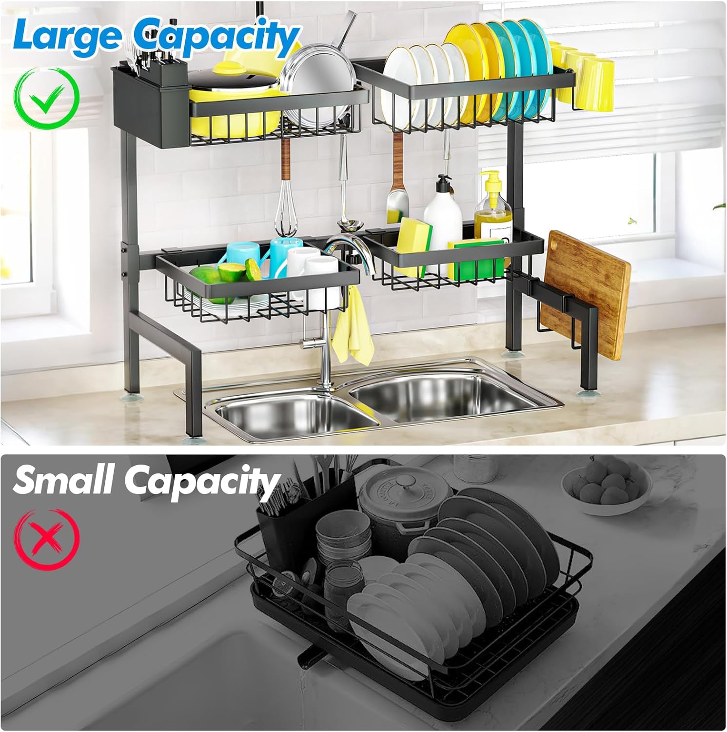 Thumbnail 5 de SNSLXH 2-Tier Over Sink Dish Drying Rack