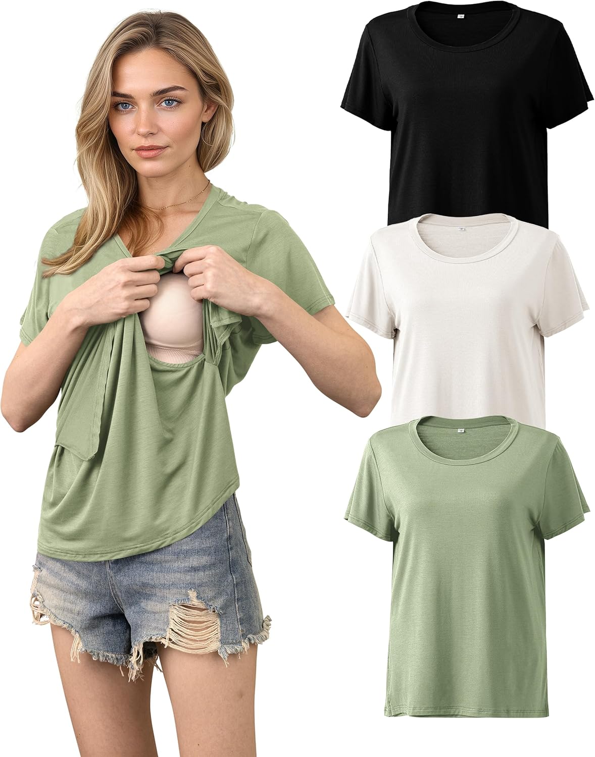 Thumbnail 6 de SUNNYBUY Still T-Shirts 3er-Set – Stillshirt Kurzarm für Damen