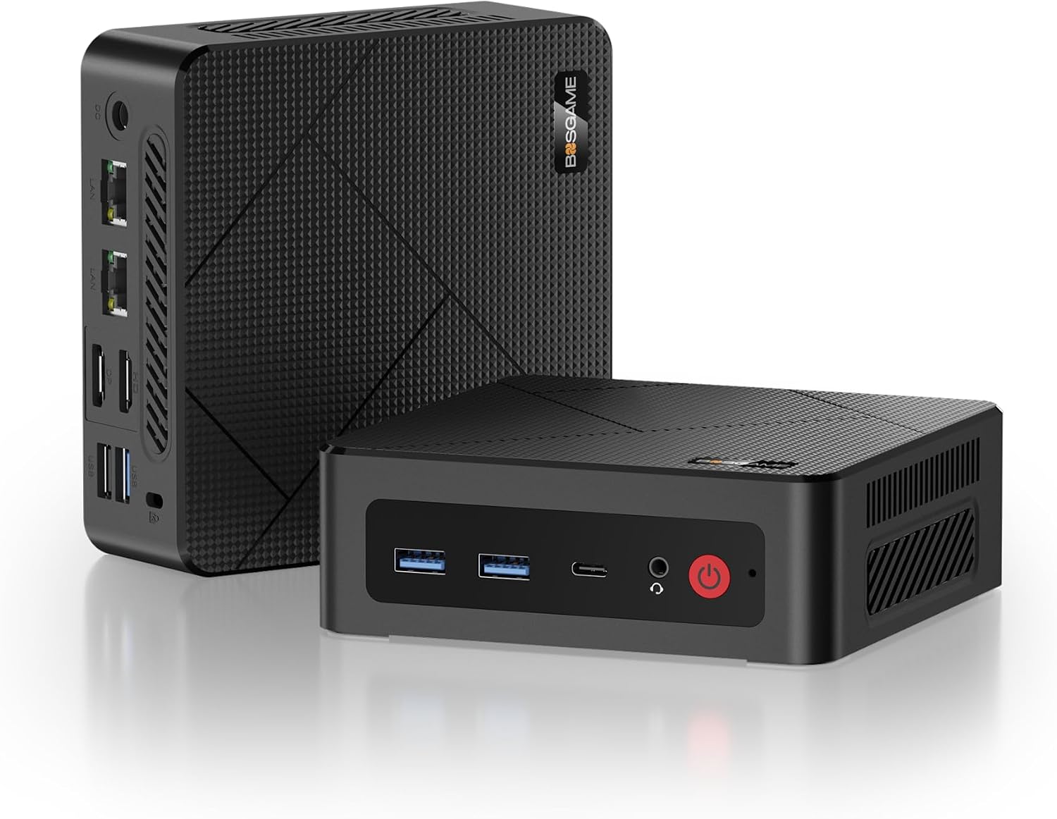Detalle de BOSGAME E4 Mini-PC mit Windows 11 Pro – AMD Ryzen 5 3550H, 16 GB RAM, 512 GB SSD, Triple 4K Display