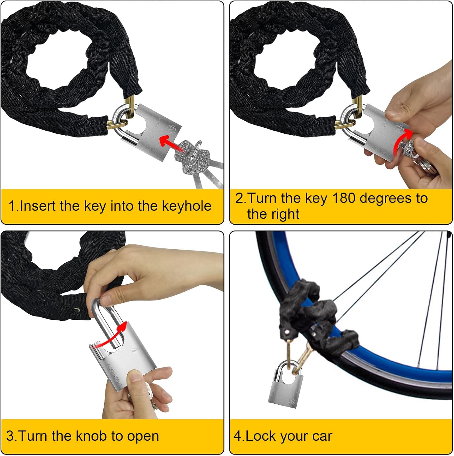 Thumbnail 3 de Diyife Bike Lock Heavy Duty [Reforced Version] 1m x 6mm Chain with 50mm Padlock