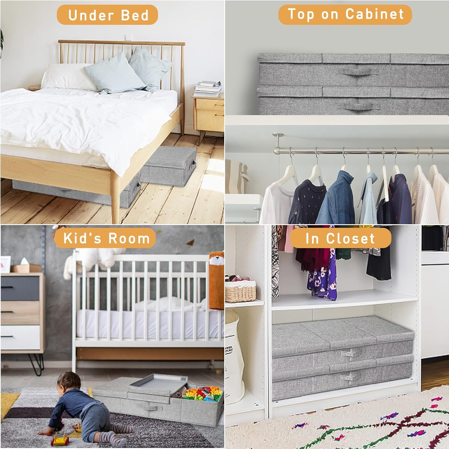 Thumbnail 3 de Underbed Storage 3 Pack Large Under Bed Storage Boxes with Lids (Foldable, Handle)