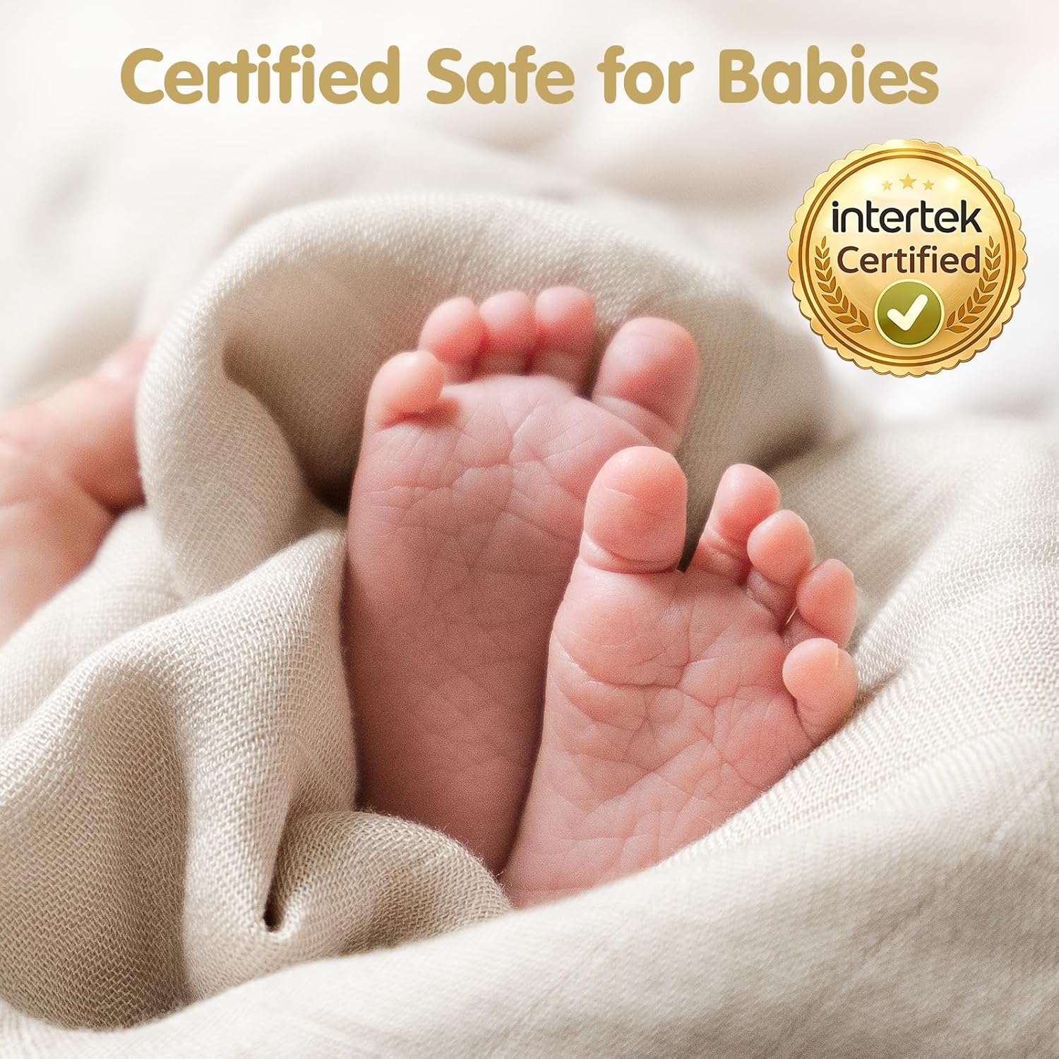 Thumbnail 5 de hahaland 100% Bamboo Muslin Swaddle Blankets 3 Pack (1 Large 120x120cm + 2 Standard 100x100cm) – Ultra Soft, Breathable Baby Cloths (Gold)