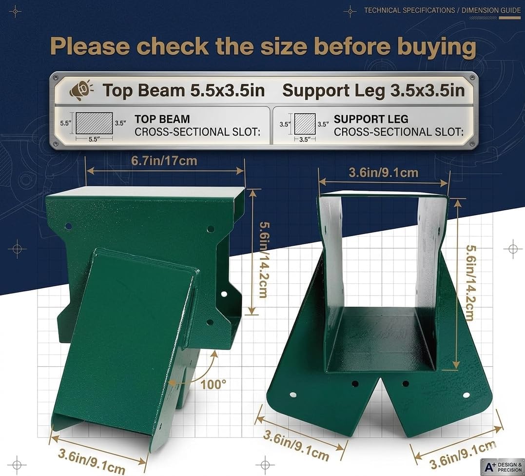 Detalle 2 de ORIGLE QQZJ-4X4-2PCS A-Frame Swing Set Brackets, Alloy Steel