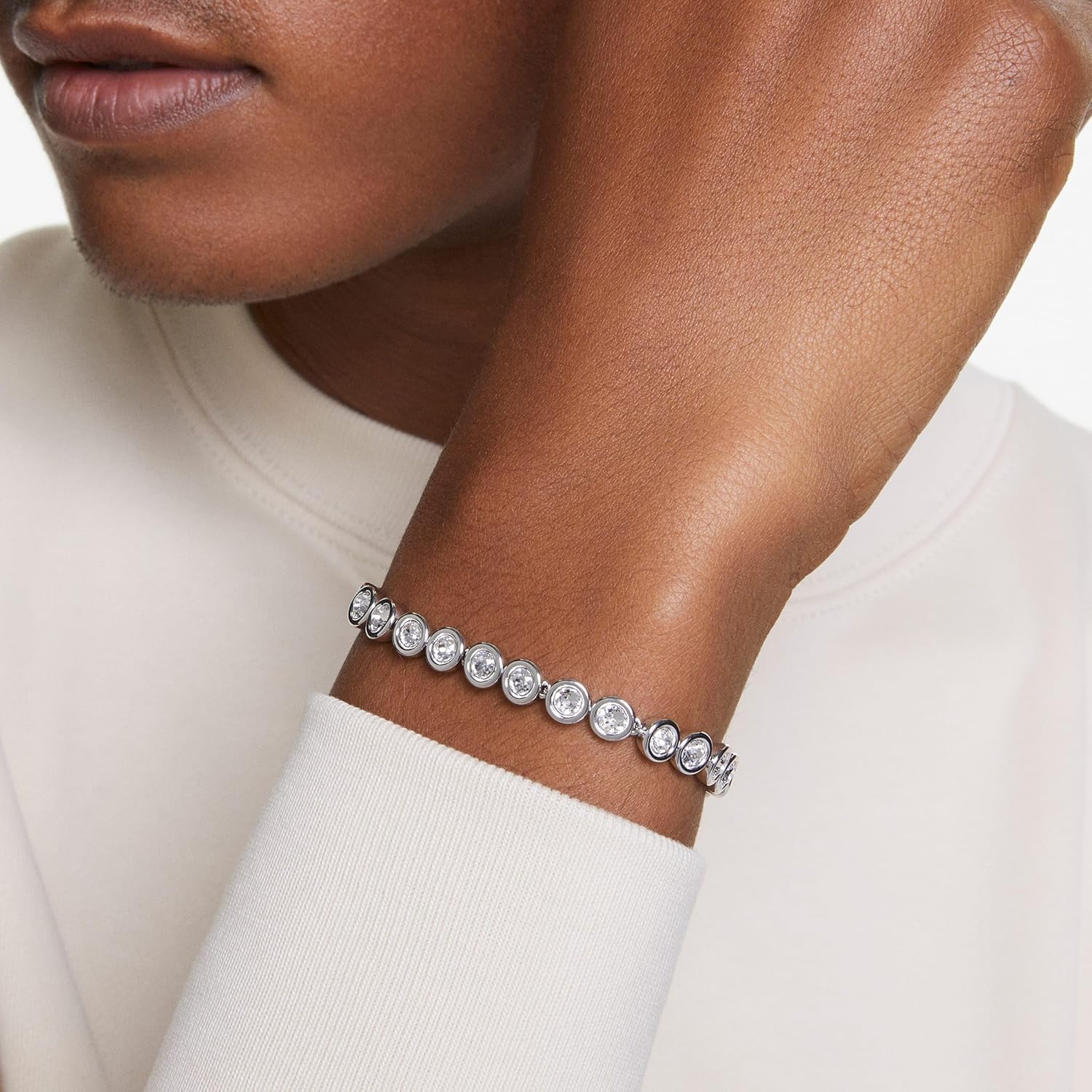 Thumbnail 5 de Swarovski Imber Tennis pulsera talla redonda blanca