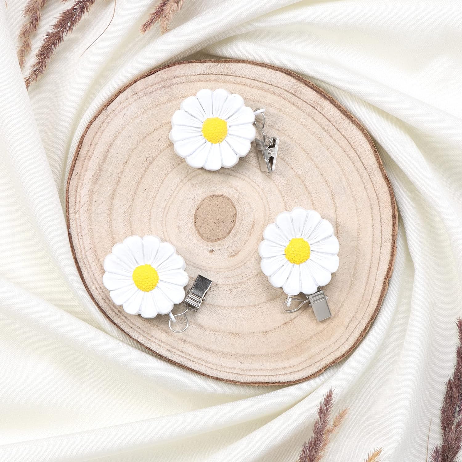 Thumbnail 2 de Com-four Lot de 8 poids de nappe avec clip en forme de fleur (env. 40 g) – résistants aux intempéries