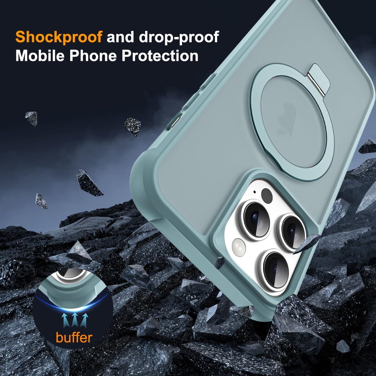 Thumbnail 6 de SKYLMW Magnetic Ring Kickstand Case for iPhone 12 Pro Max & 13 Pro Max (6.7”) in Blue