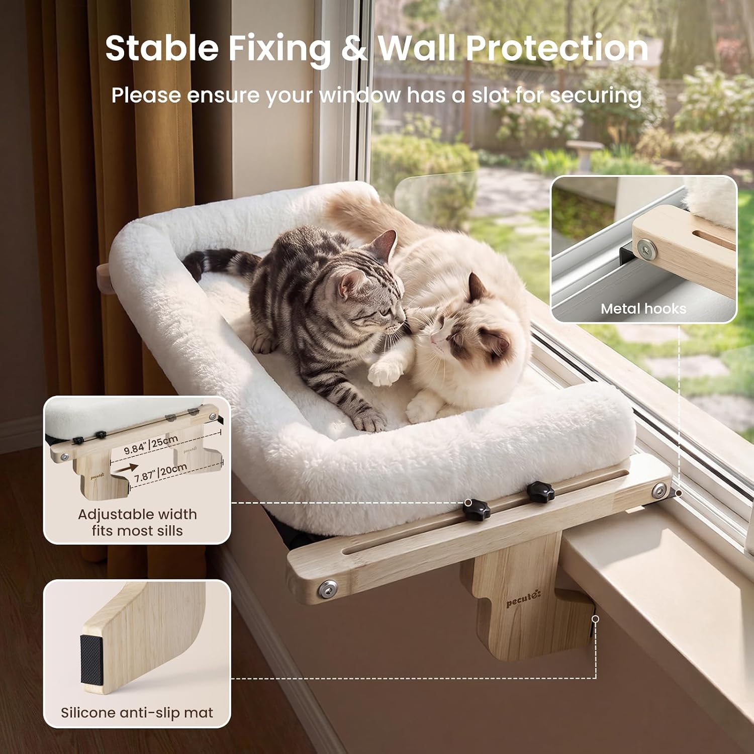 Detalle 2 de Pecute Cat Windowsill Perch, 31.50-Inch