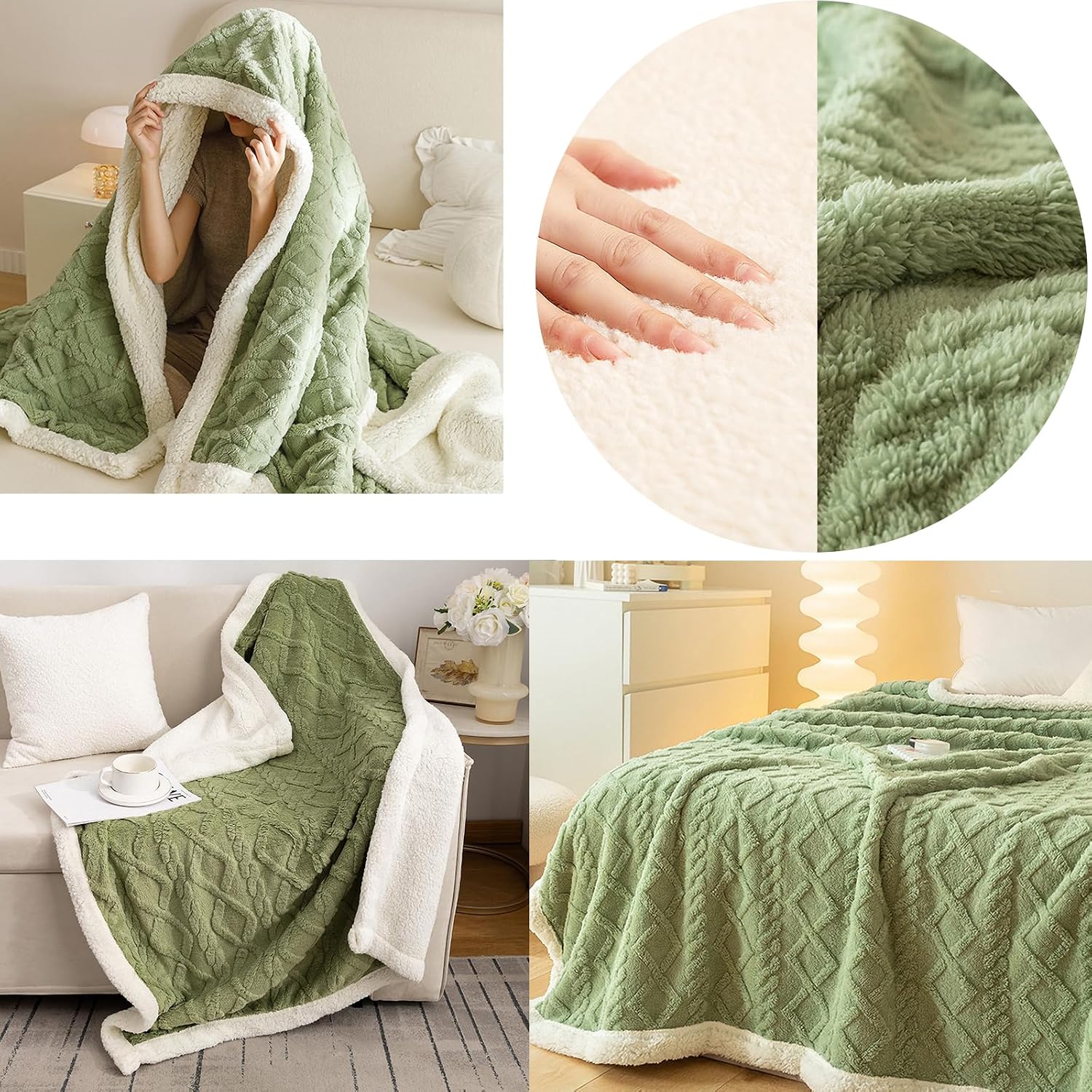 Thumbnail 6 de QOFLY Kuscheldecke Flauschig 150x200 Grün