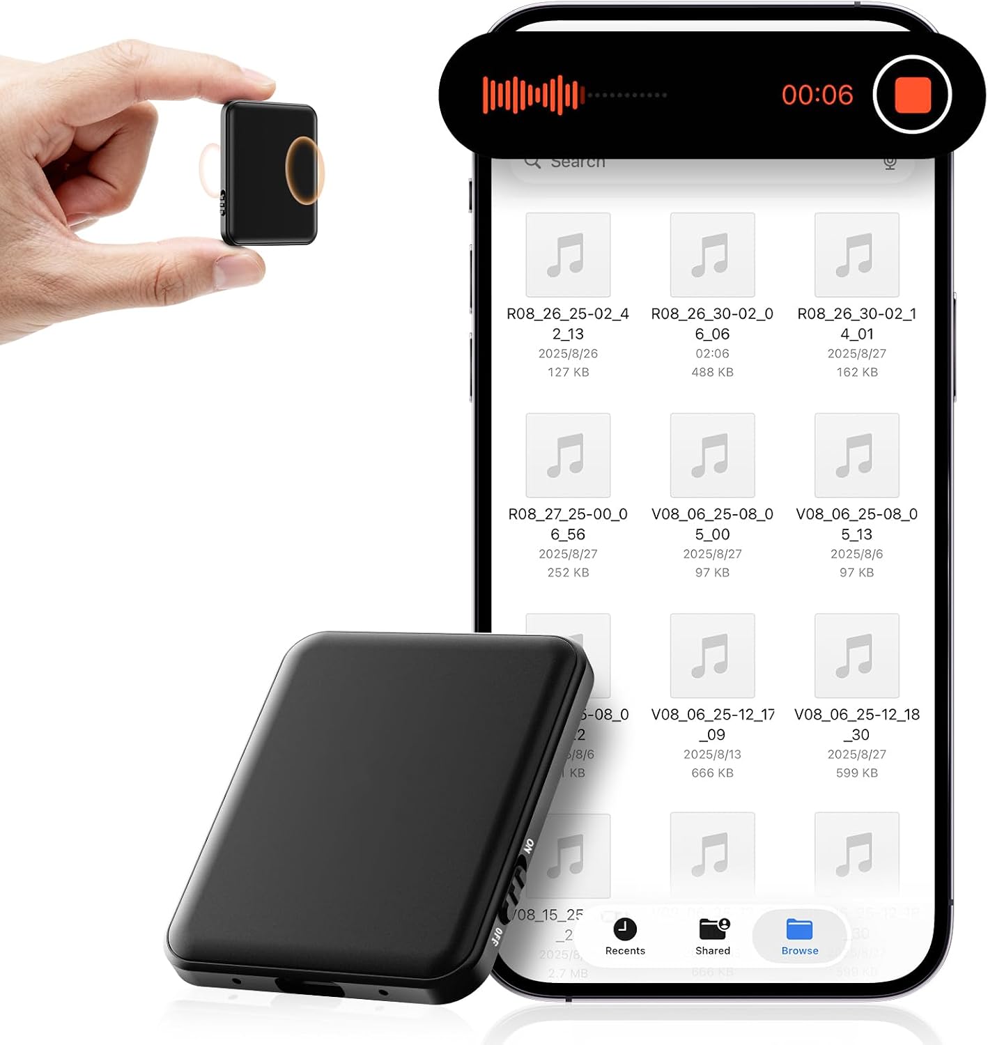Detalle de Hypamutek 0902-F Voice Recorder, 128 GB, Magnetic, Voice-Activated