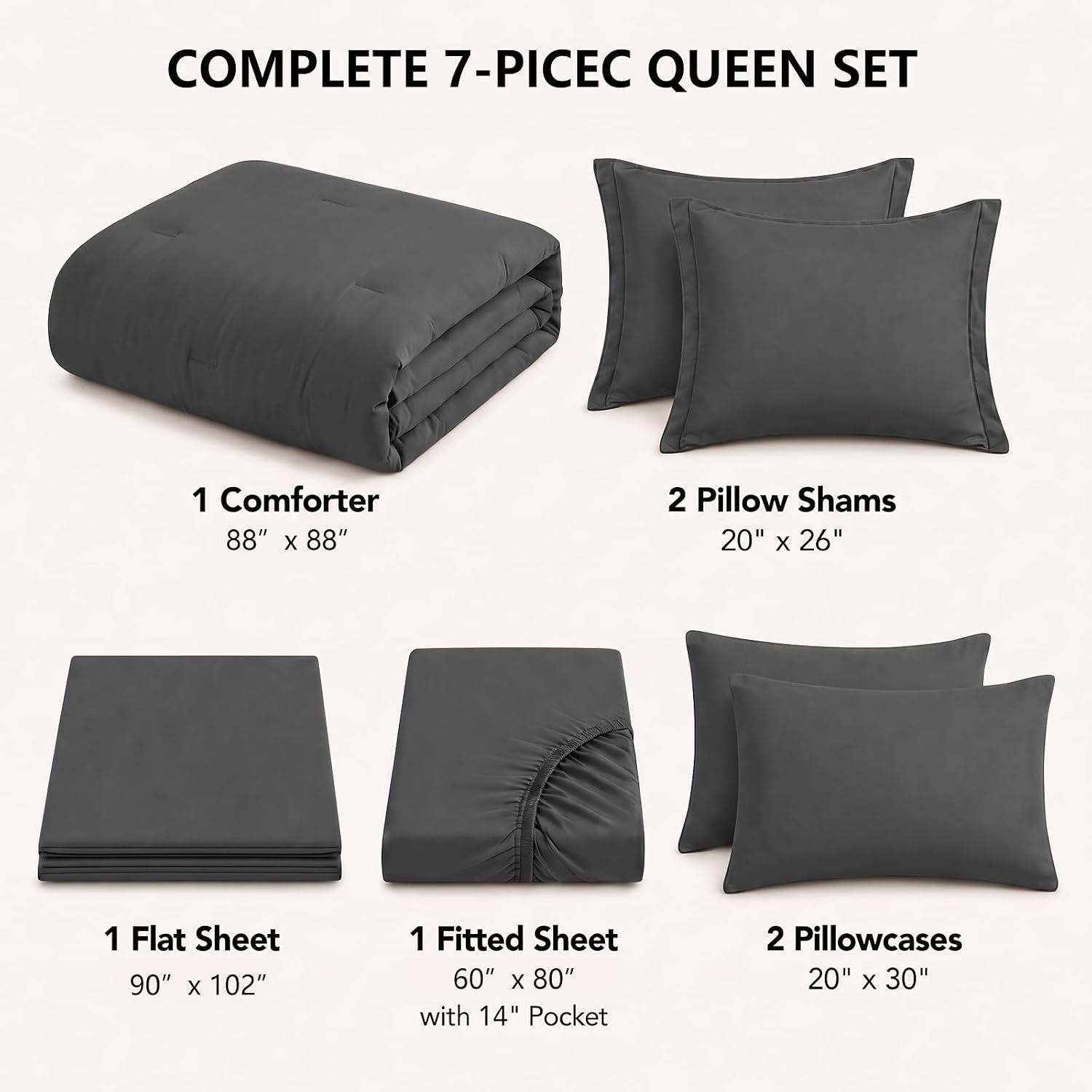 Detalle 2 de HIMEET Queen Comforter Set, 7-Piece