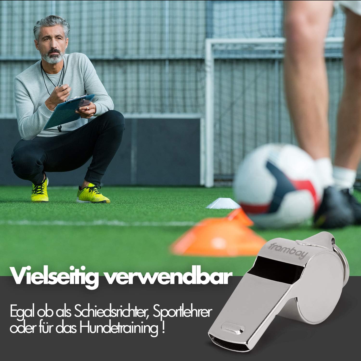 Detalle de Frambay Trillerpfeife mit AirSpin-Kugel – Schiedsrichter-, Signal- und Trainingspfeife
