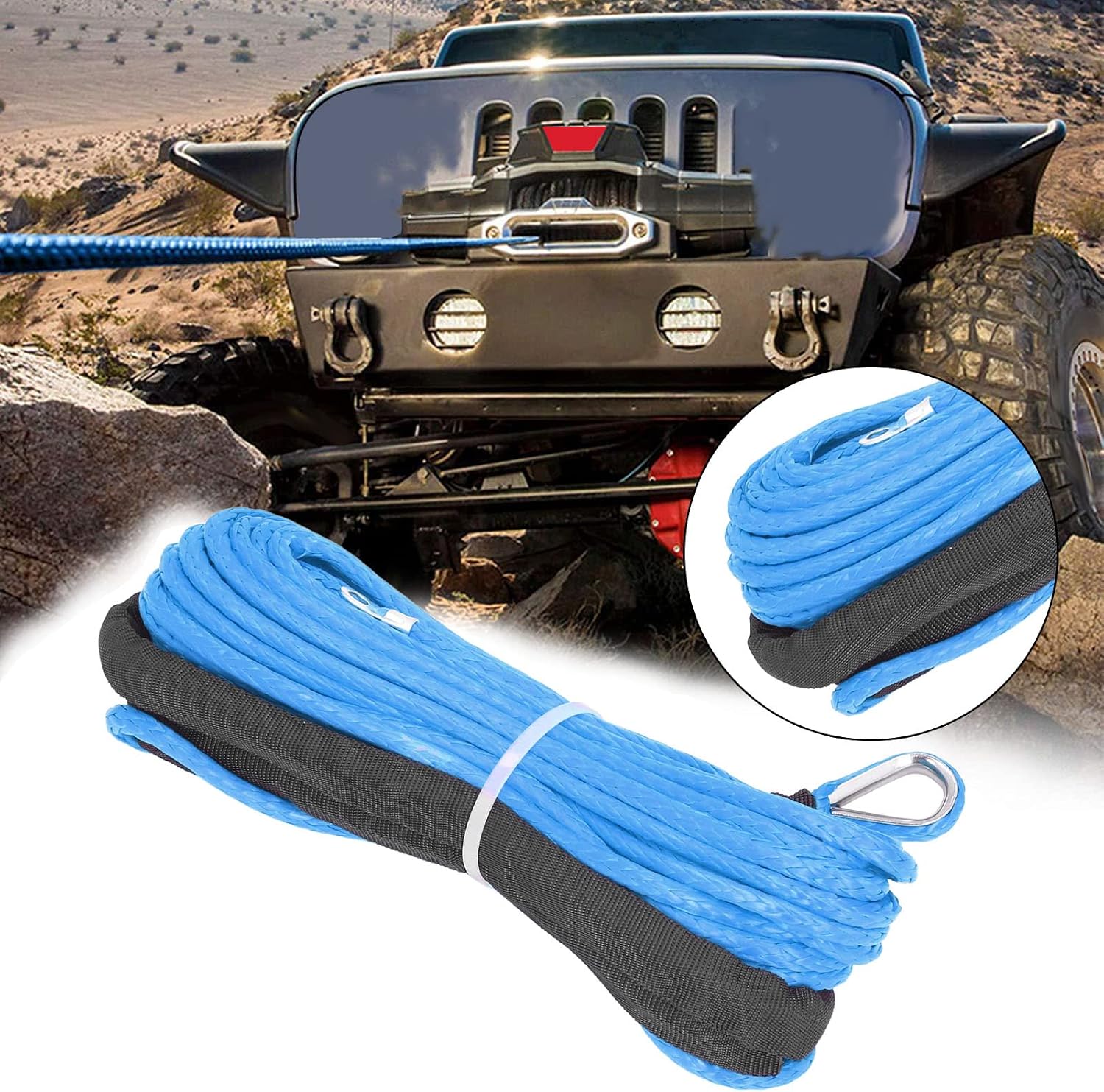 Thumbnail 1 de Syntetisk vinschlina 4,8 mm x 15 m, blå – 5 500 lbs brottstyrka
