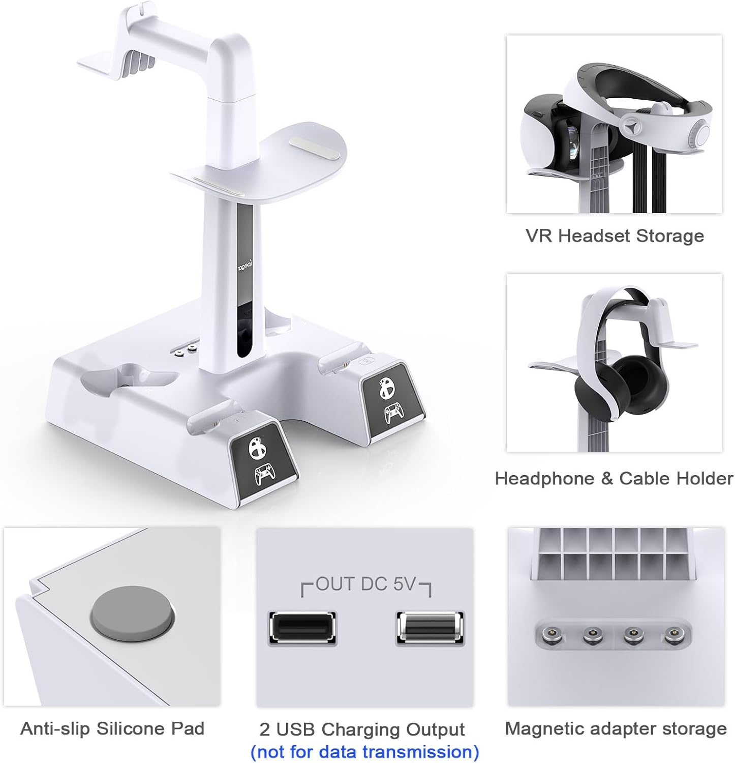 Thumbnail 4 de Auarte RGB Charging Station for PS VR2 / PS5 Edge & DualSense Controllers with AC Adapter