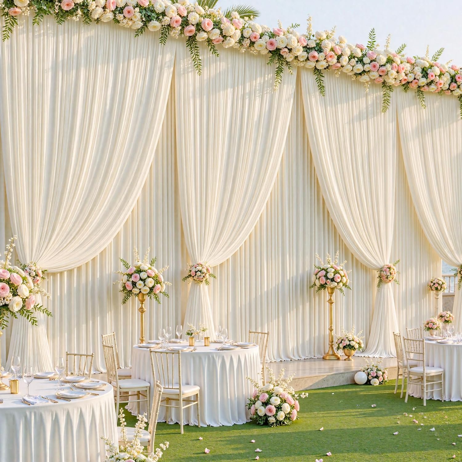 Detalle de Champagne Backdrop Curtain, Satin