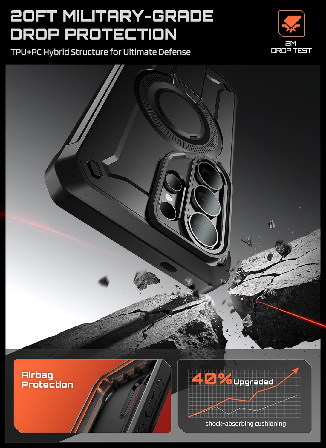 Thumbnail 2 de SUPCASE UB Pro Mag Case for Samsung Galaxy S26 Ultra with Stand, Built-In Screen Protector, MagSafe Compatibility — Black