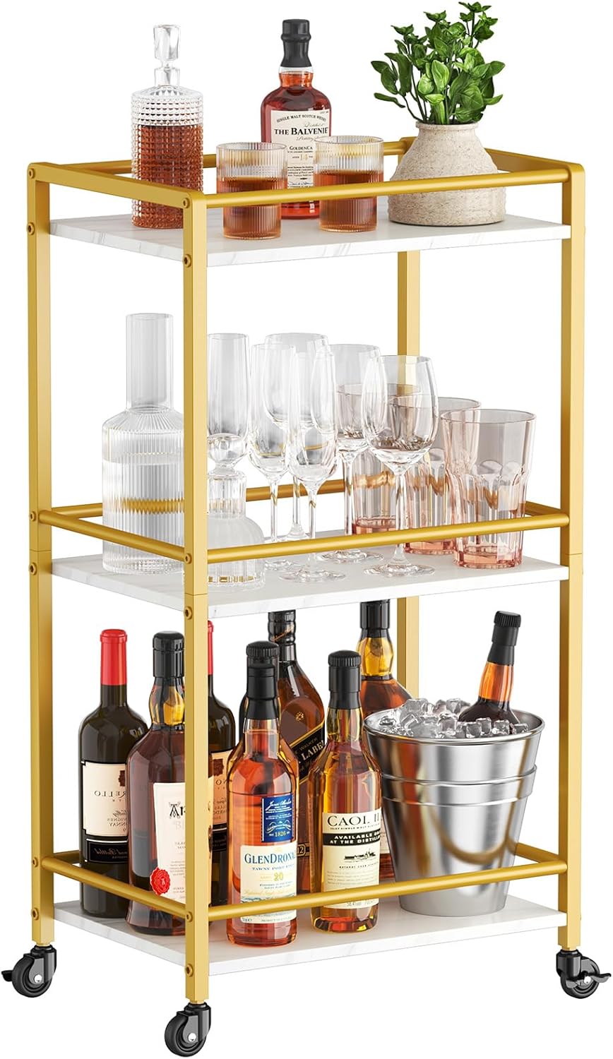 Detalle de Lifewit Carrello da Cucina a 3 Livelli con Ruote Blocca… Dorato – Versatilità e stile per casa e ufficio
