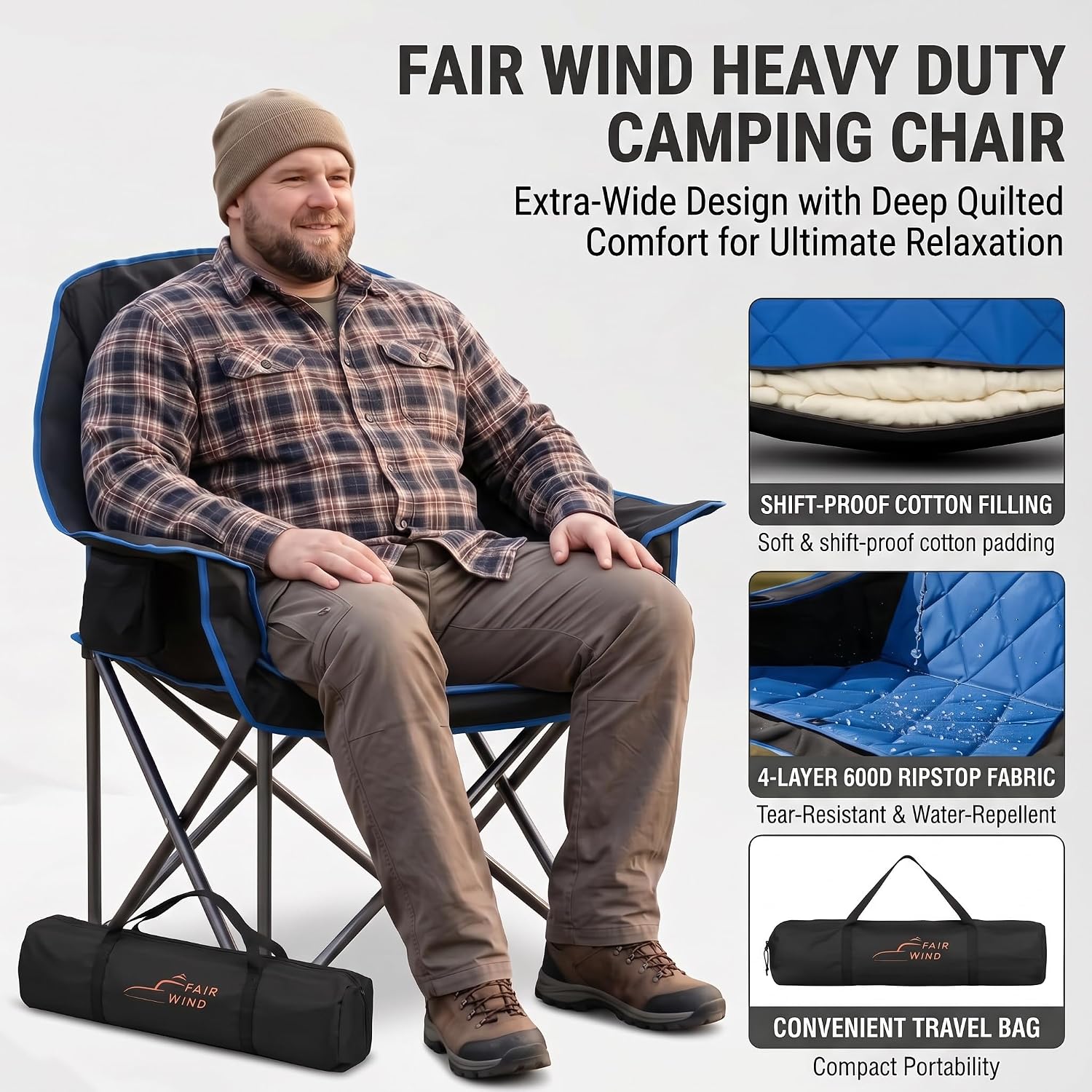 Detalle 2 de FAIR WIND Oversized Camping Chair 600D Ripstop Fabric