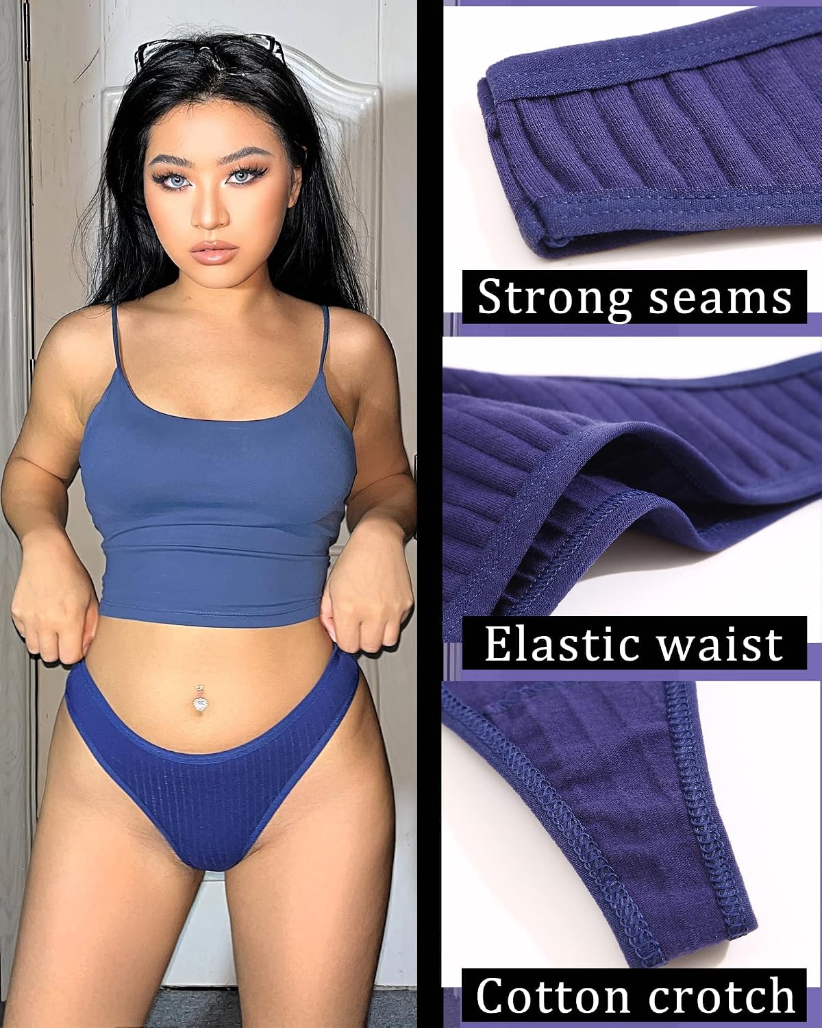 Thumbnail 2 de BeReady Cotton Thongs for Women (Sexy Tangas) – Comfortable 6-Pack S–XL