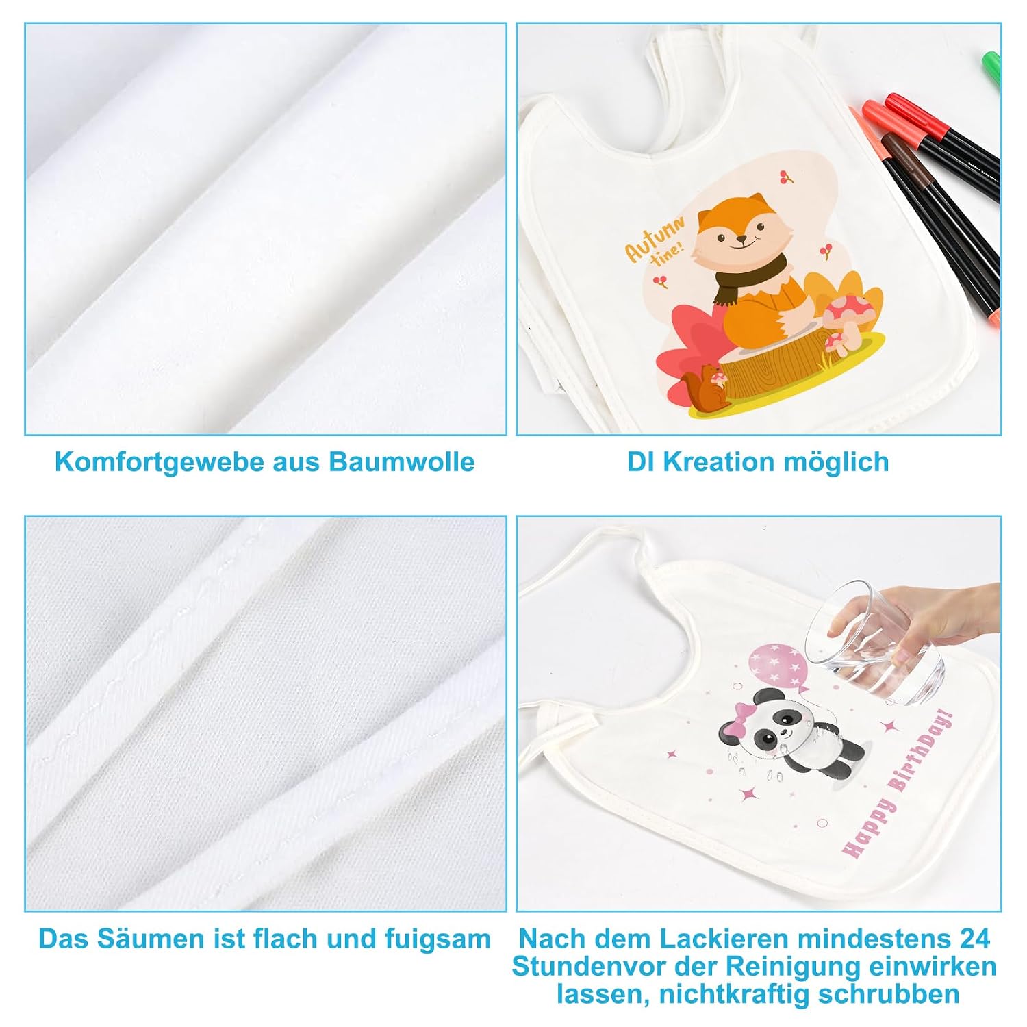 Detalle 1 de Faburo Baby Lätzchen zum Bemalen 12 Stück