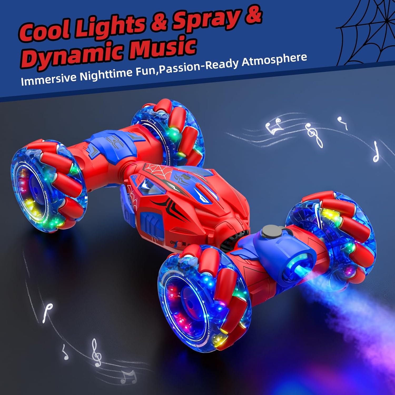 Thumbnail 5 de Unique 4WD 360° Gesture RC Stunt Car: 2 Control Modes, Lights, Music & Spray for Kids 6–12