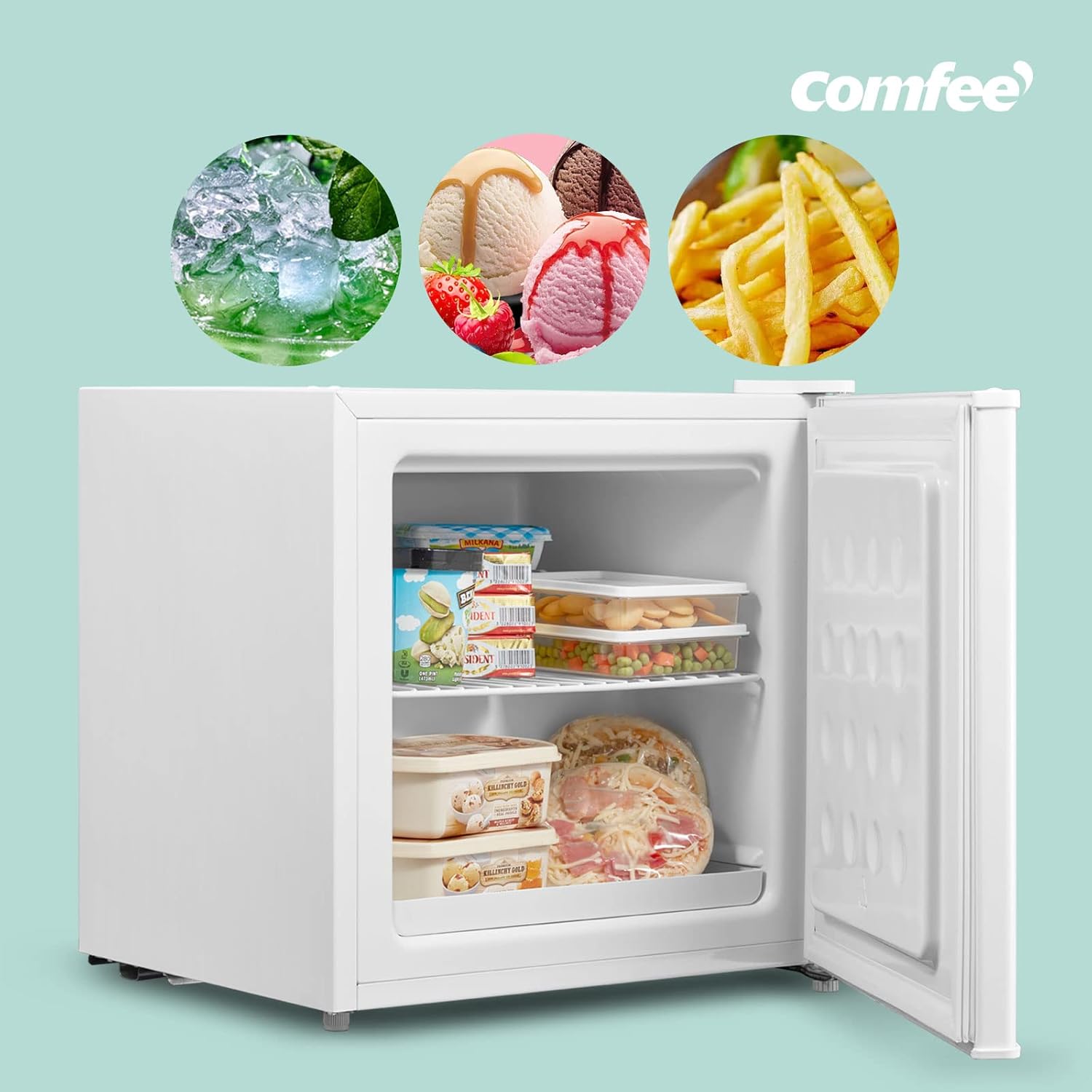 Detalle de COMFEE RCU40WH3EU(E) 31L Mini-Gefrierschrank mit Inverter-Kompressor – kompakt, leise und energiesparend