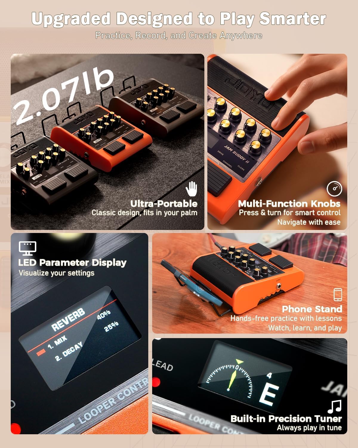 Thumbnail 2 de JOYO JAM Buddy II 10W Portable Guitar Amp with 14 Amp Models and OTG Recording