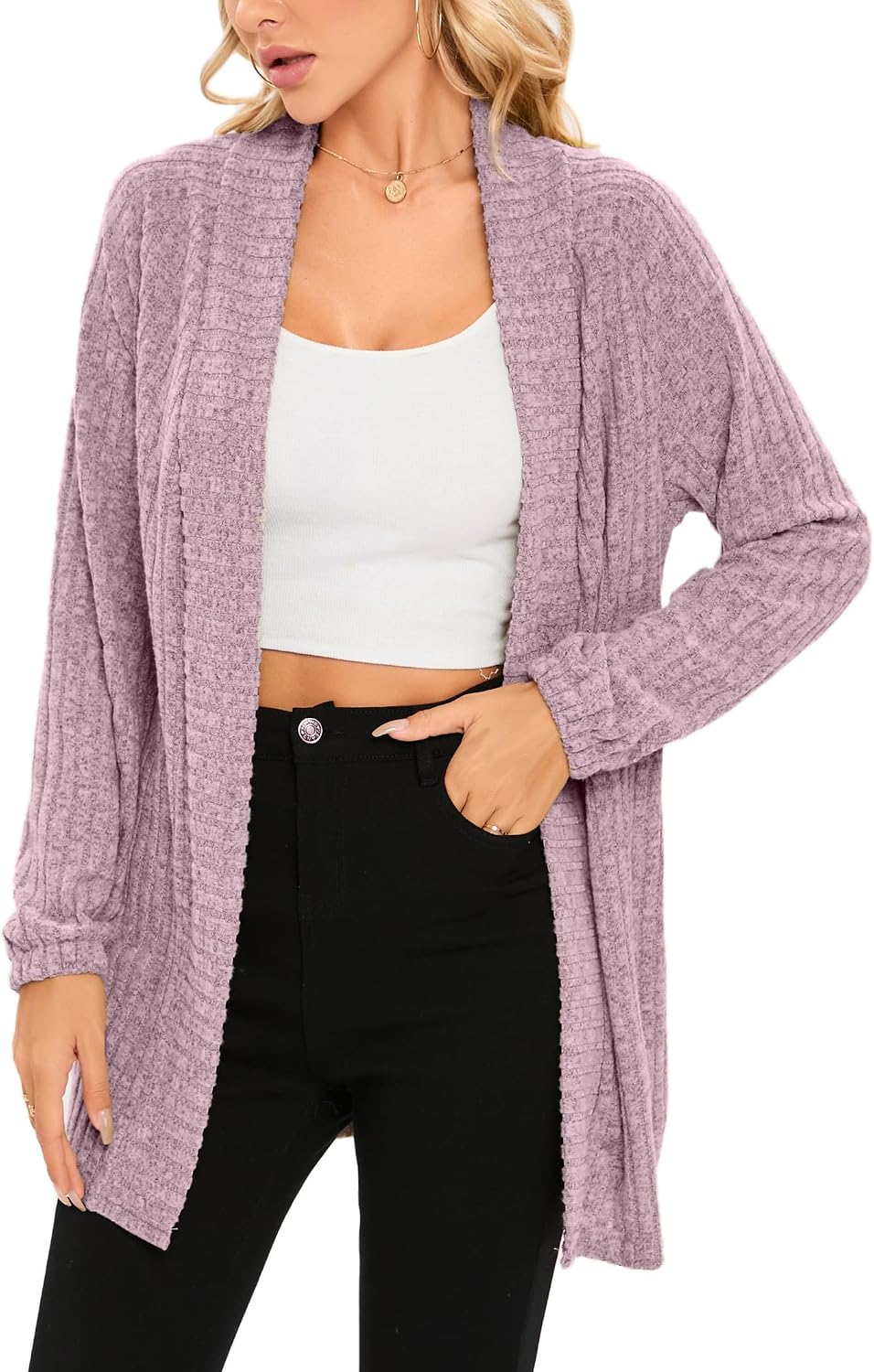 Thumbnail 3 de iChunhua Women's Casual Oversized Raglan Sleeve Cardigan with Pockets