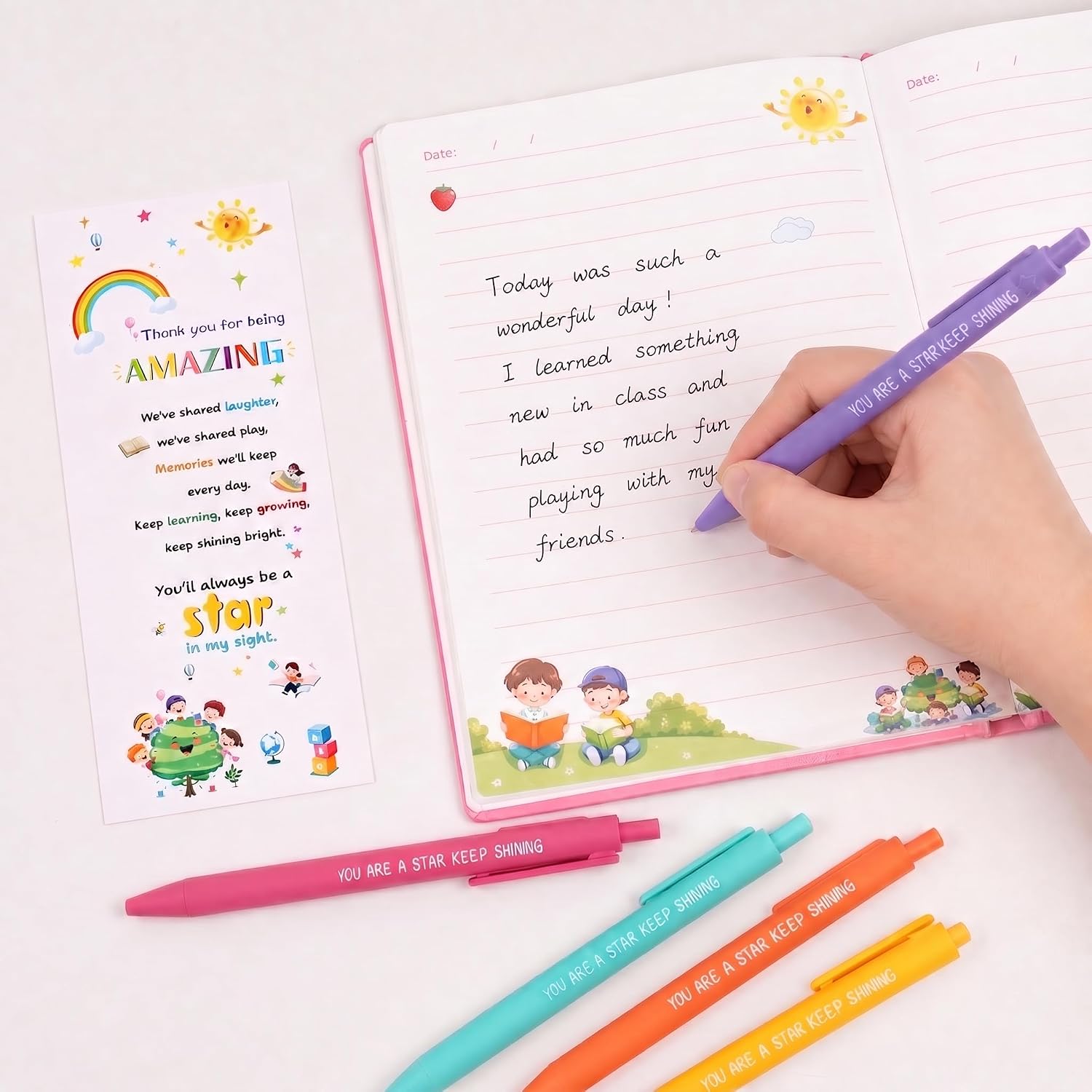 Detalle de End Of Term Gifts For Children: 30‑Pack 10 Colours Ballpoint Pens & Card Set