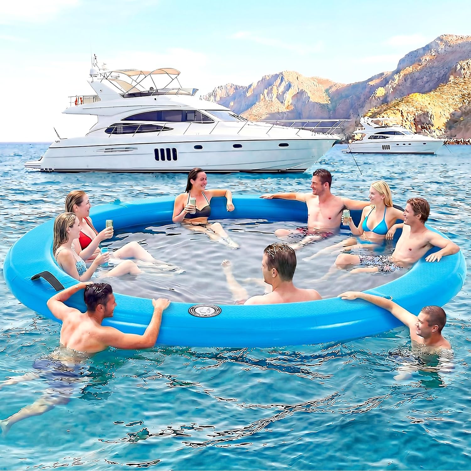 Thumbnail 6 de Danrelax 12x12 ft Round Inflatable Floating Dock with Sunchill Ring