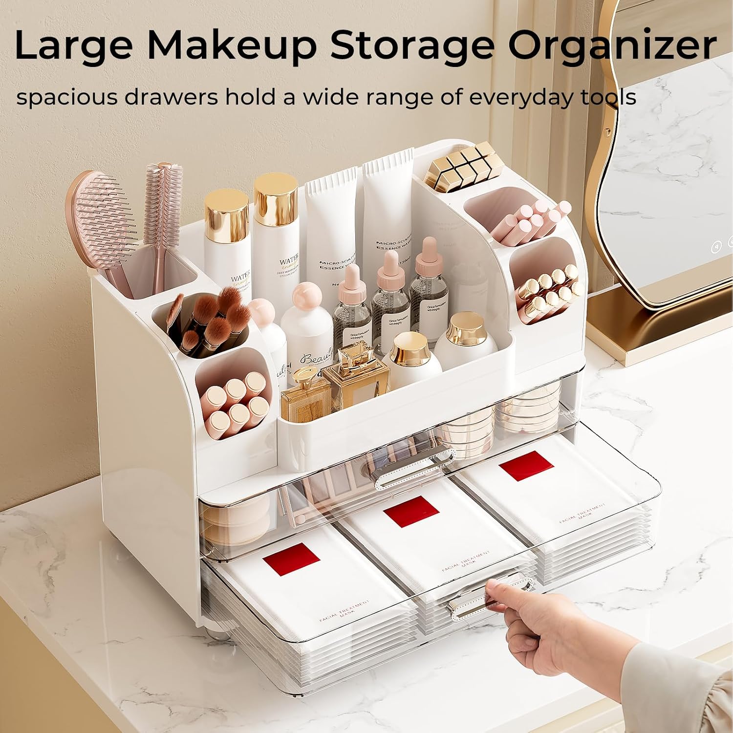 Detalle de Makeup Organizer with 2 Large Drawers 13.4L