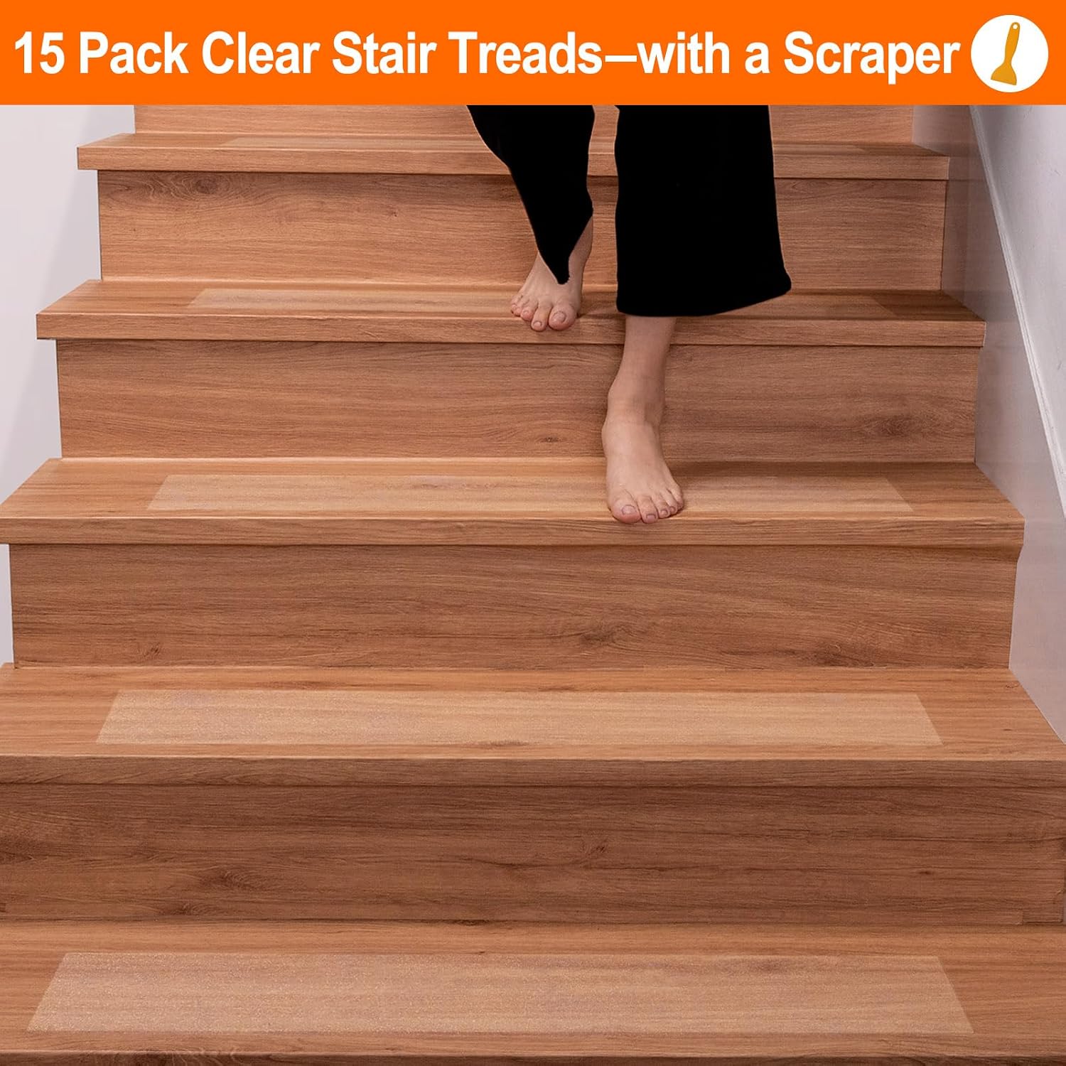 Detalle 2 de Spurtar Style A-4*24" antislipstrips voor trappen, transparant, 10 x 60 cm