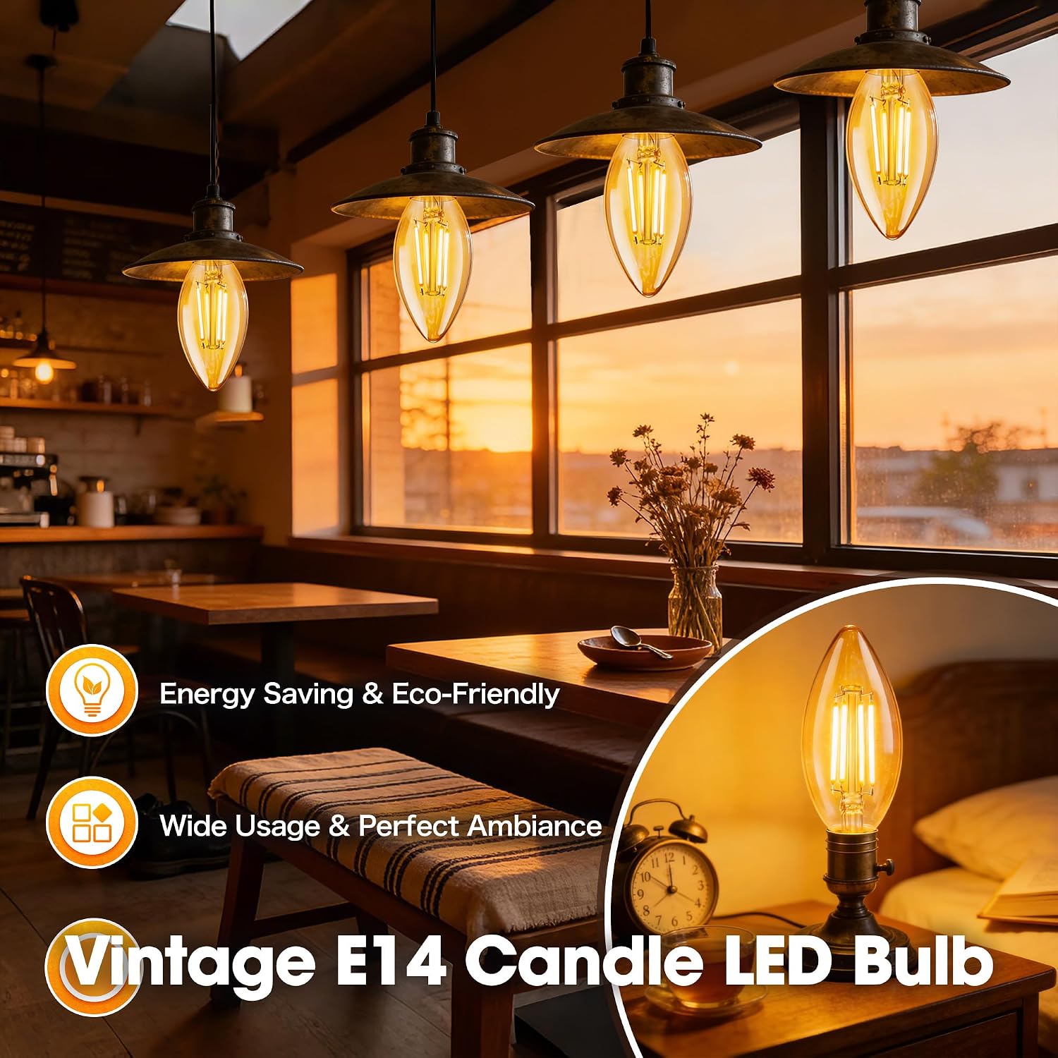 Thumbnail 3 de E14 LED Vintage Candle Bulb 2 Pack