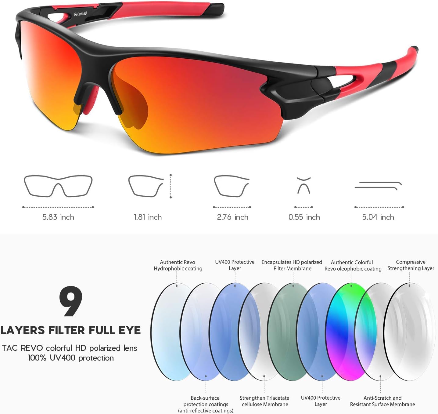 Thumbnail 2 de BEACOOL Polarized Sports Sunglasses – UV400, TAC Lens, Rimless Frame