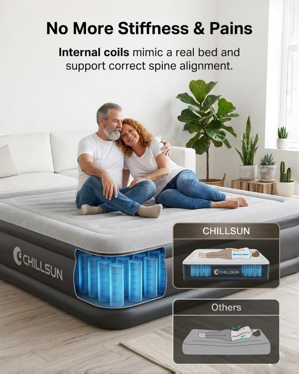 Thumbnail 1 de CHILLSUN Queen Size Airbed with Built-in Pump: Stable, Spacious Comfort for Home and Camps