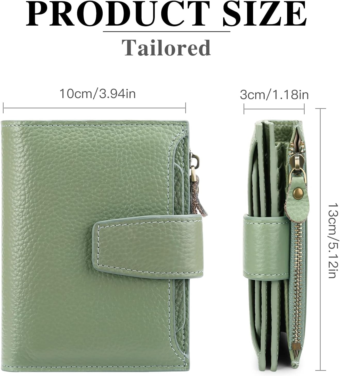 Thumbnail 2 de SENDEFN Women's RFID Blocking Leather Small Compact Bi-fold Zipper Pocket Wallet