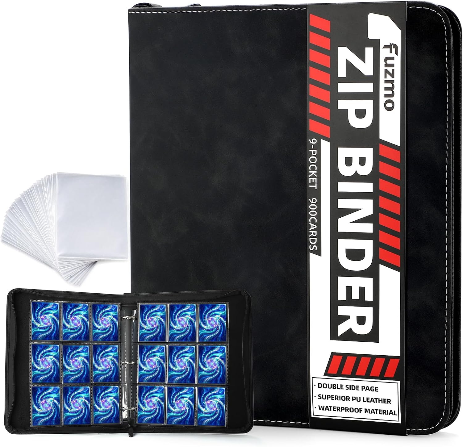 Detalle de Fuzmo CP10279 9-Pocket Trading Card Binder, 900-Card Zipper Album