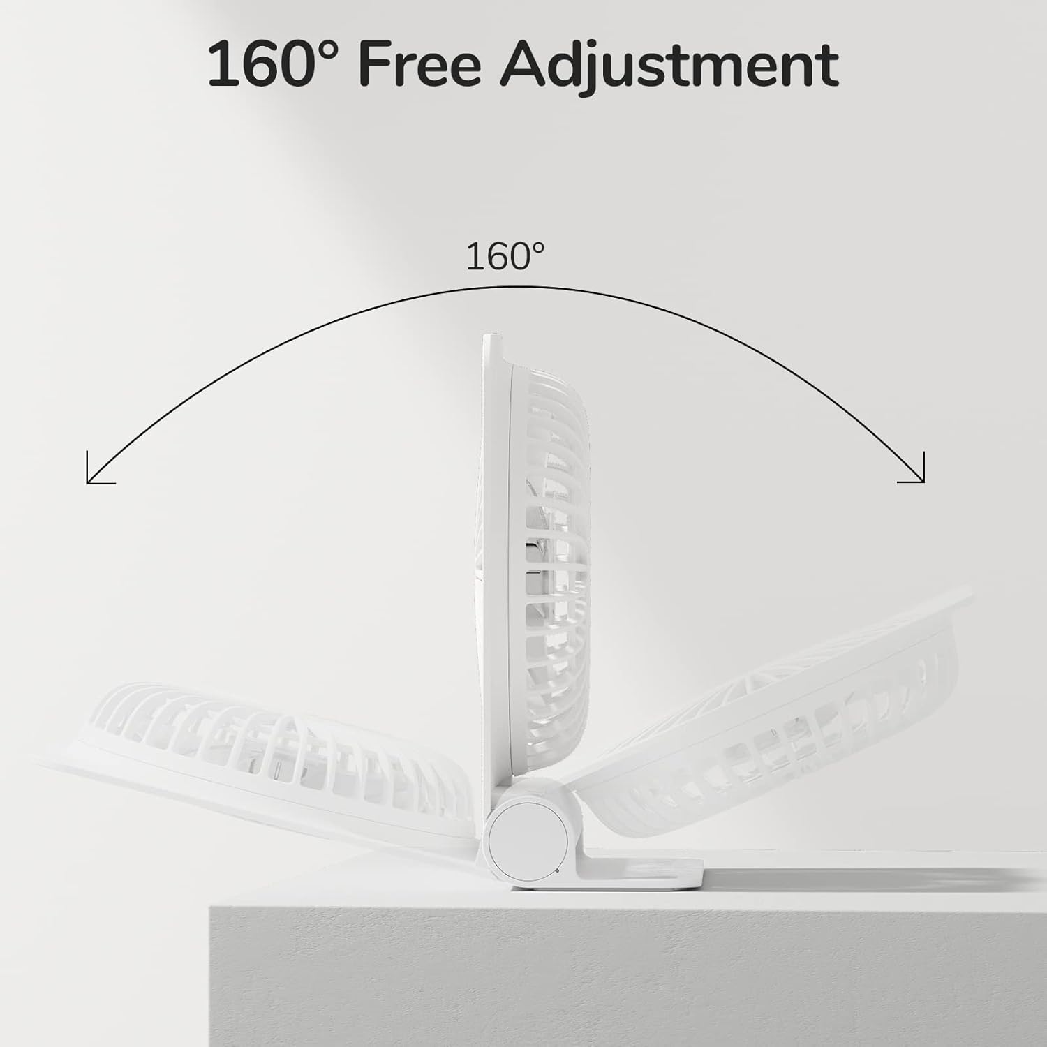 Thumbnail 2 de JISULIFE Piccolo ventilatore da scrivania Piccolo, USB ricaricabile 4500 mAh con rotazione 160° (bianco)