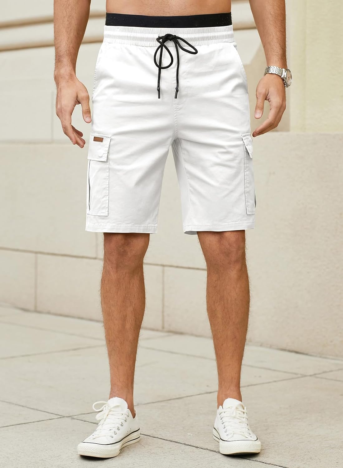 Detalle de JMIERR Herren Cargo Shorts aus Baumwolle mit Taschen – Kurz-Hose für Sommer & Freizeit