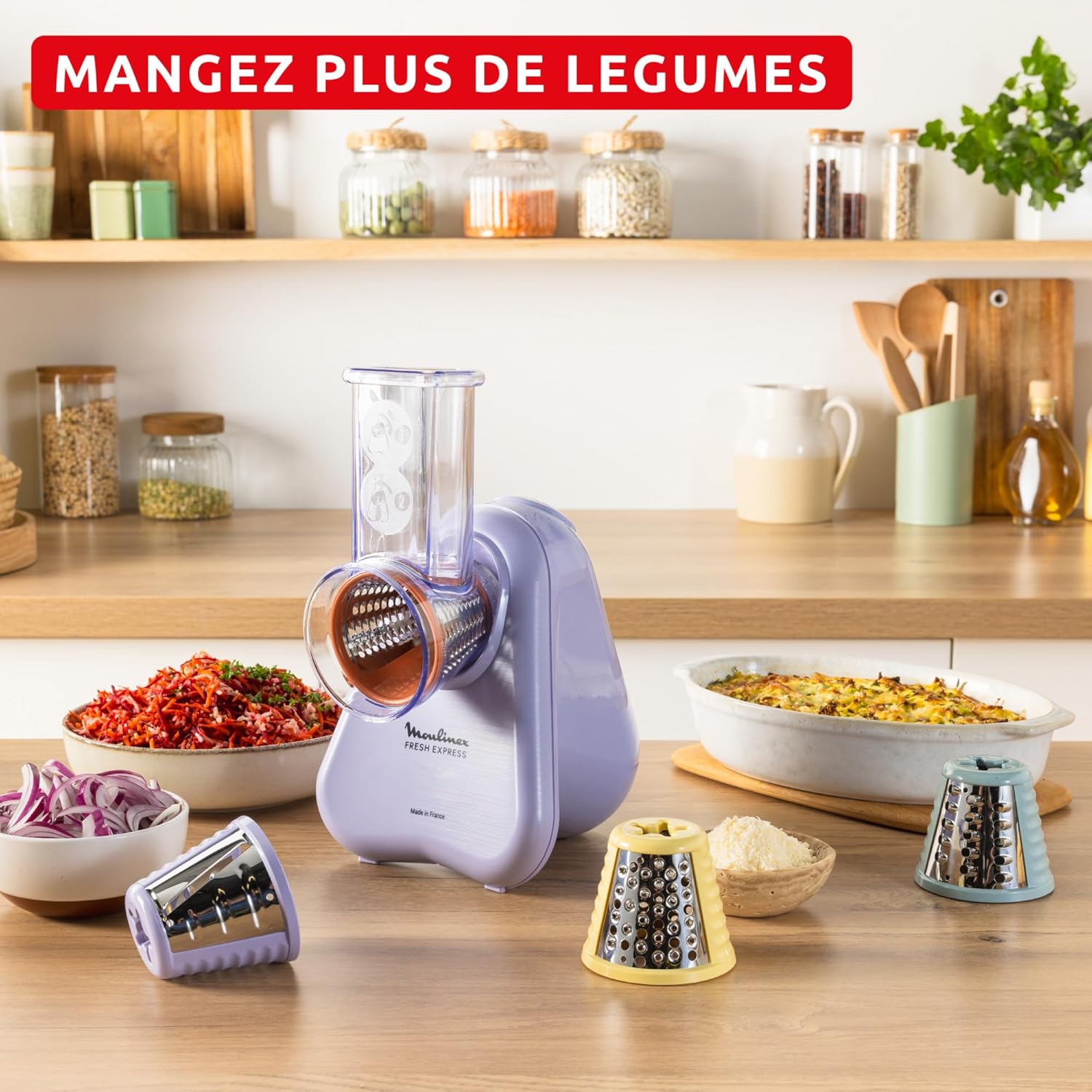 Thumbnail 4 de Moulinex Fresh Express DK8546E0 – découpe-légumes électrique émincer, trancher et râper, lilas