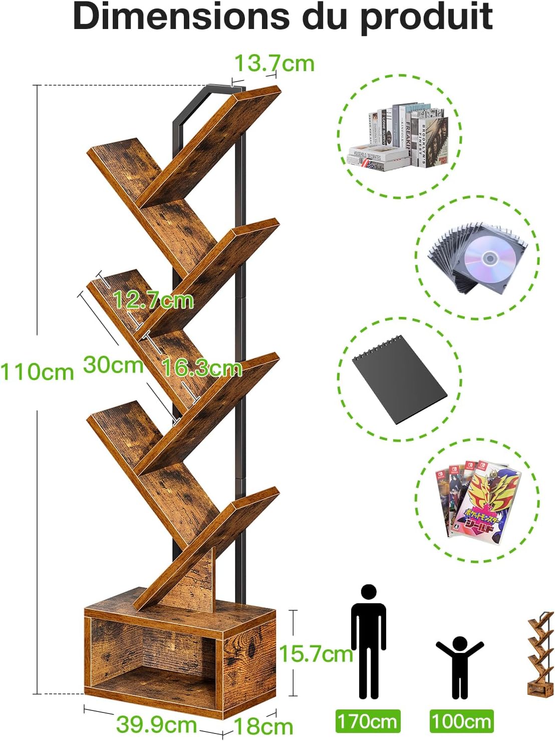 Thumbnail 2 de Coleshome libreria in legno a 6 ripiani