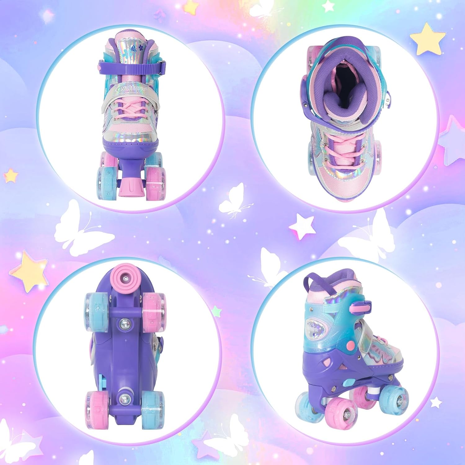Thumbnail 3 de Nattork Kids Quad Roller Skates, 4-Size Adjustable