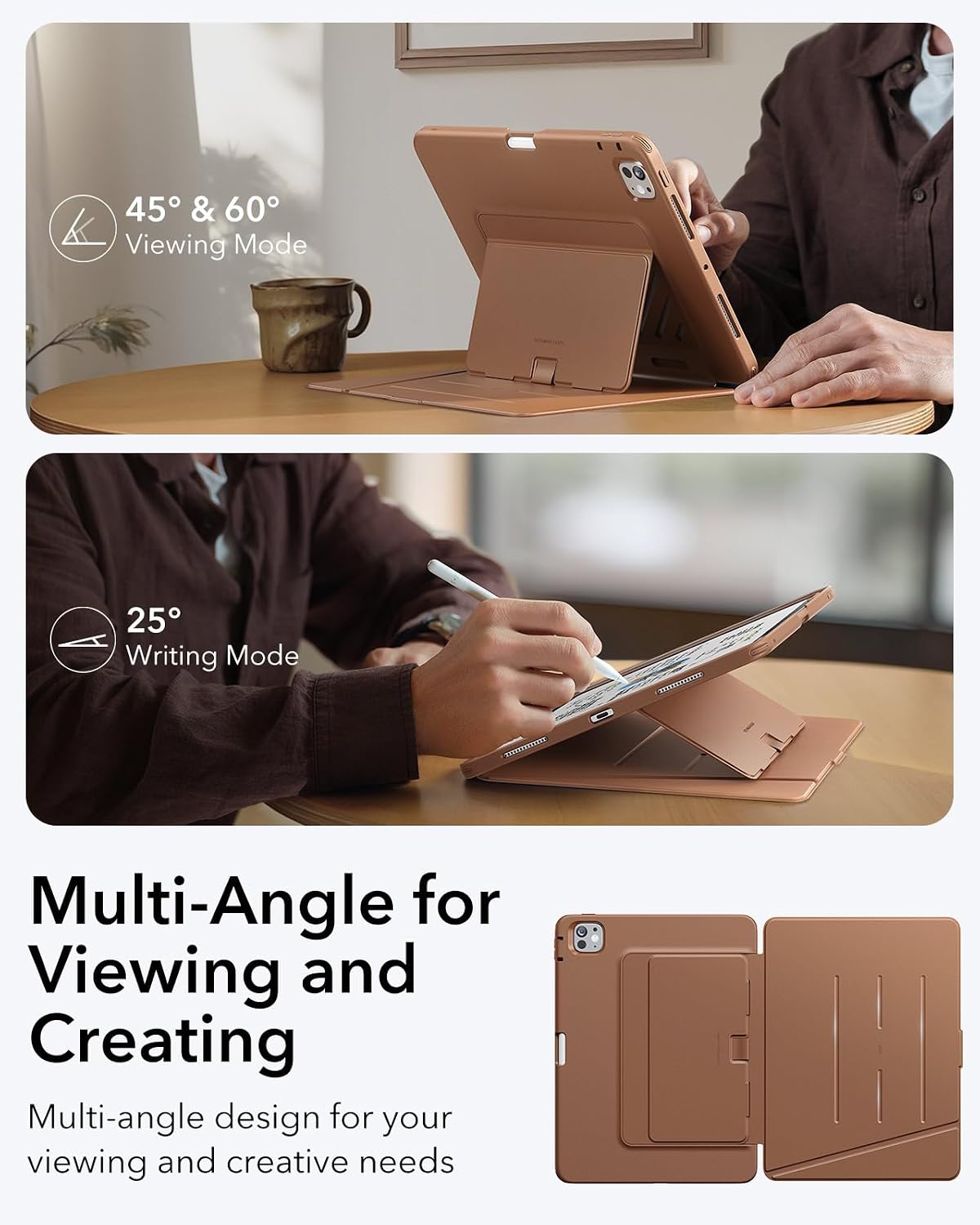 Detalle 2 de ESR for iPad Pro 13-inch Case M5/M4 with Vertical Stand Cover (2025/2024) – Brown