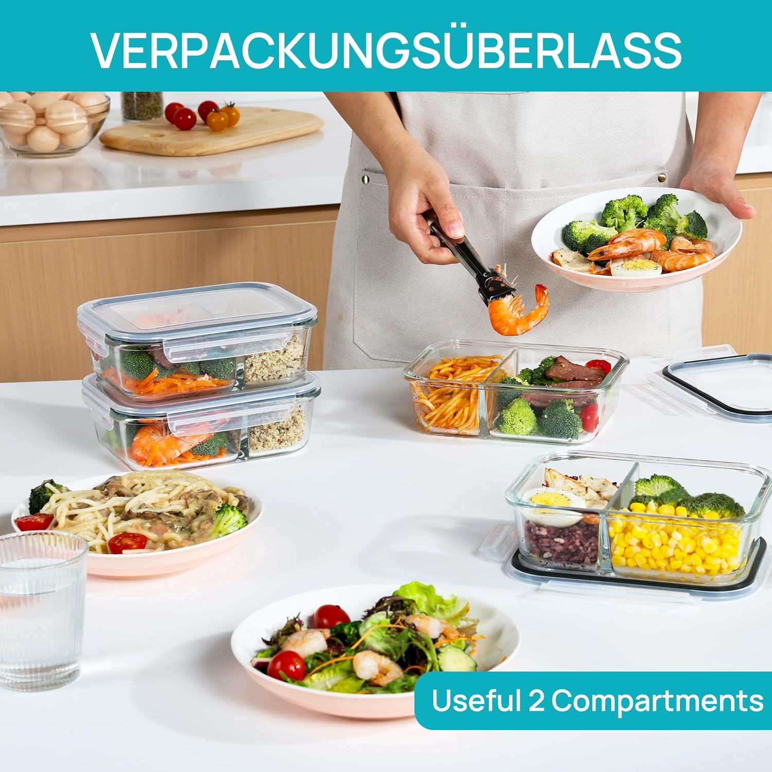 Thumbnail 4 de Vtopmart 5Pack 975ml GlasbehĂ€lter Meal Prep đ±