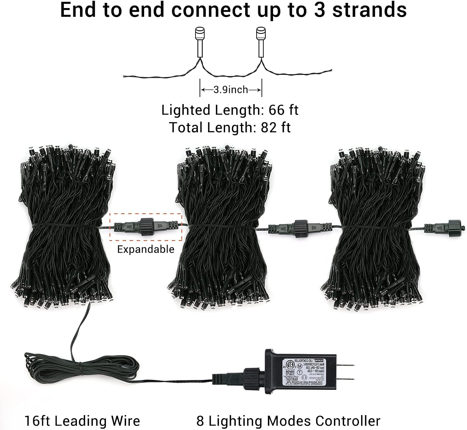 Thumbnail 6 de iShabao JT-EL/FC300V0200-C Multicolour LED Christmas Lights, 200 LEDs, 8 Modes