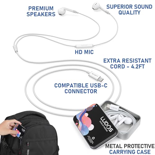 Detalle de Ludos FEROX Auriculares USB C con micrófono para iPhone y Samsung (garantía 5 años)