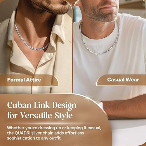 Detalle de QUADRI 925 Silver Cuban Link Necklace for Men – 20" (51 cm)