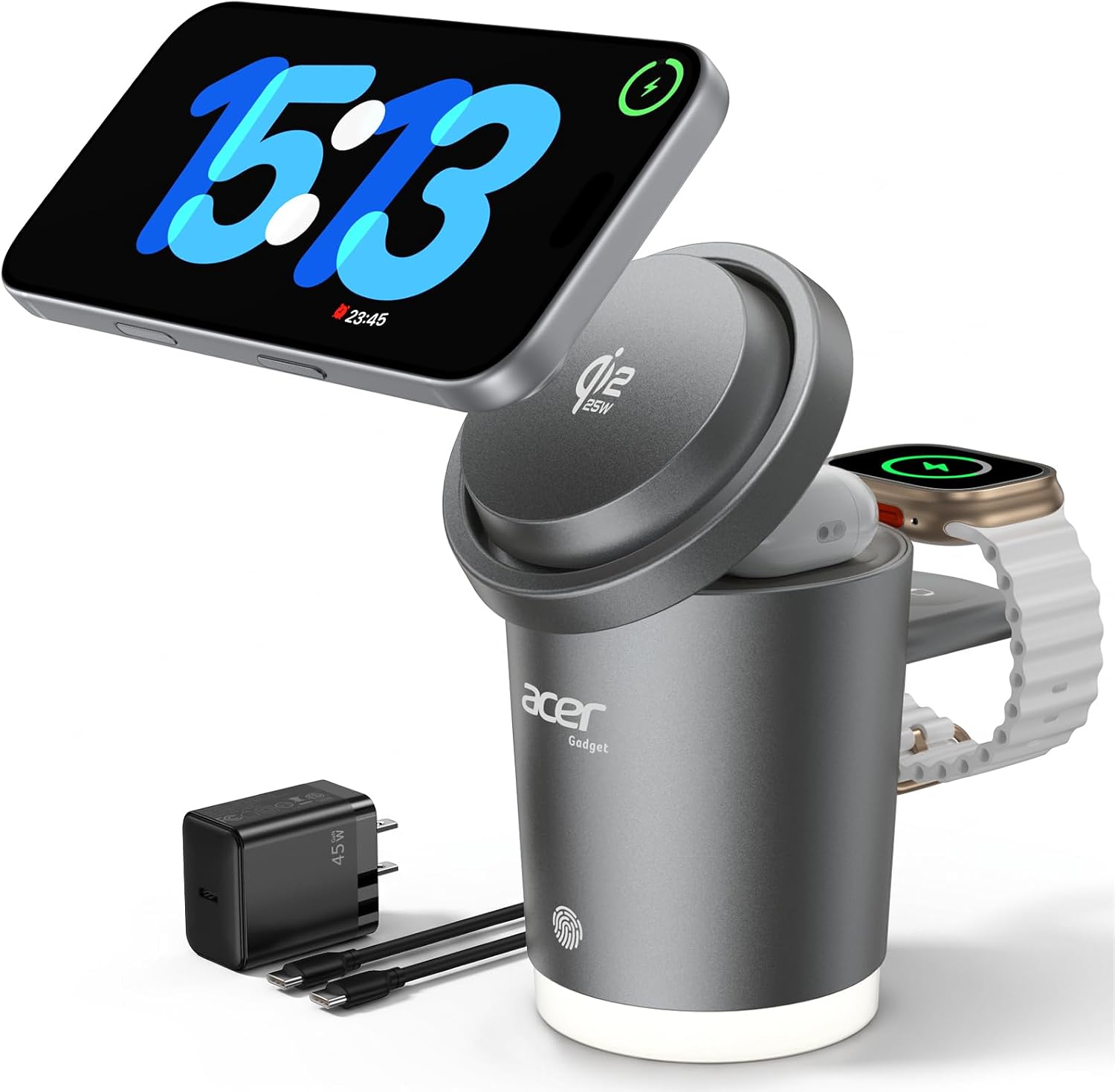 Detalle de Acer 3-in-1 Wireless Charging Station, 25W