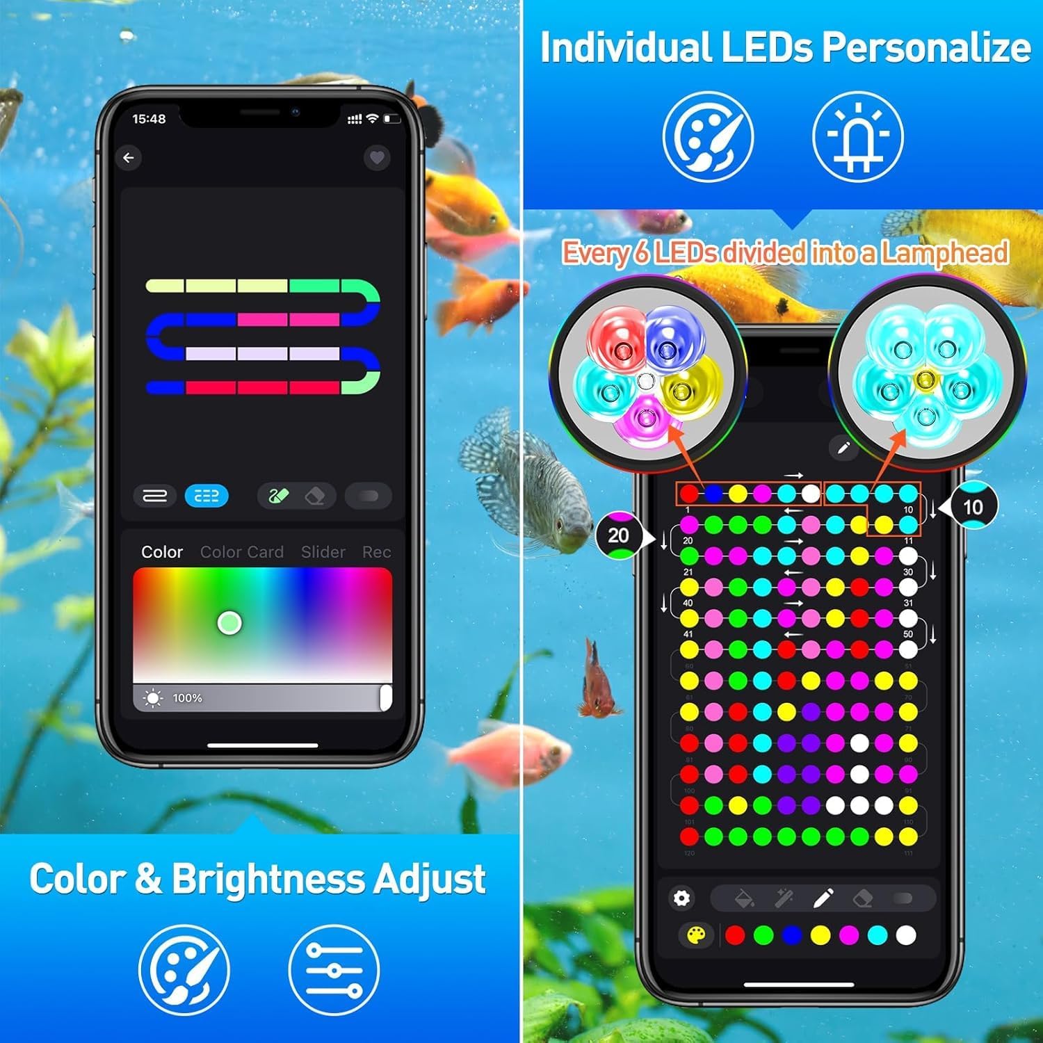 Detalle 2 de T-SUNUS Teichbeleuchtung Unterwasser RGB – 4in1 IP68, Bluetooth App Steuerung
